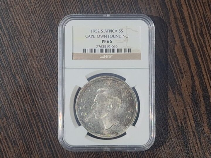 1952 South Africa 5 Shillings “Cape Town Founding” – NGC PF66