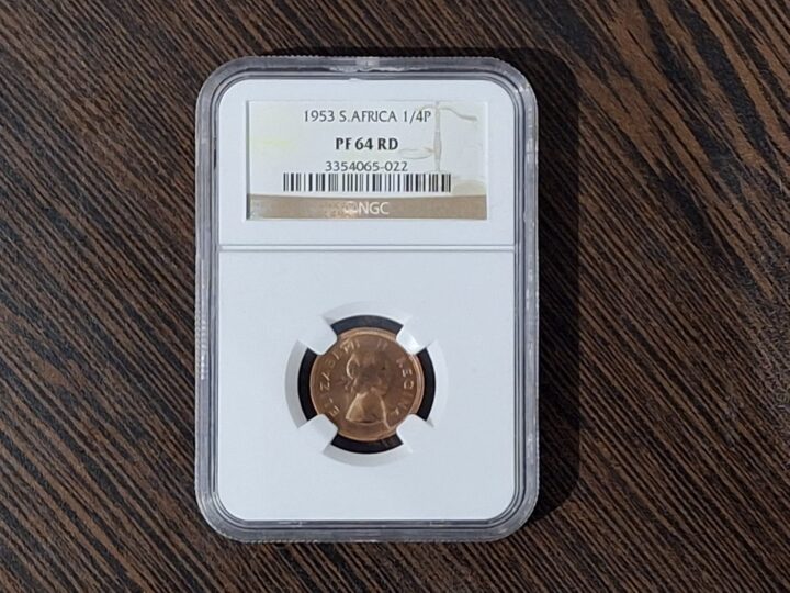 1953 South Africa ¼ Penny – NGC PF 64 RD