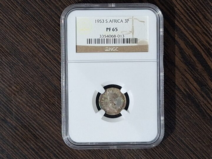 1953 South Africa 3 Pence – NGC PF 65