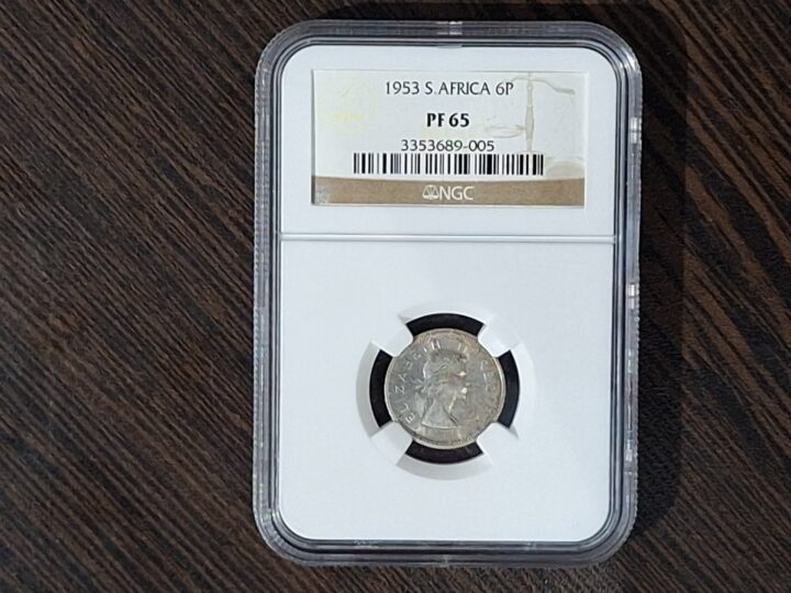 1953 South Africa 6 Pence – NGC PF 65