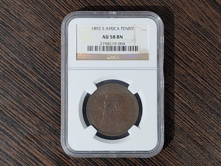 1892 South Africa Penny – NGC AU58 BN