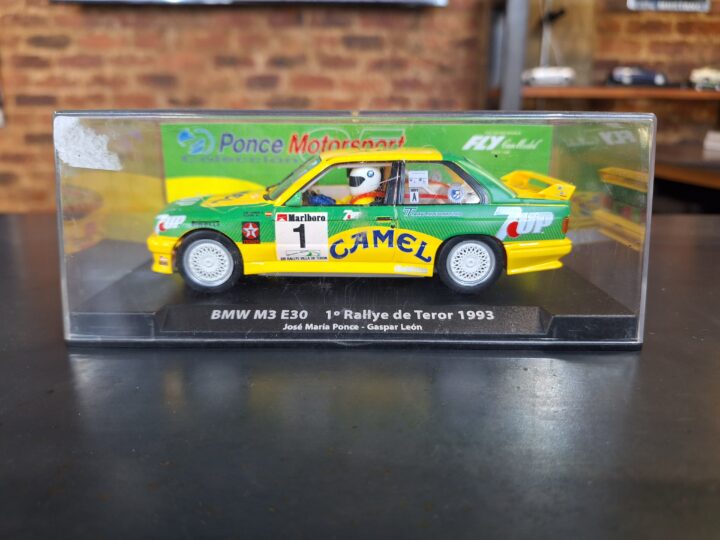 BMW M3 E30 “Camel” – Fly Slot Car (Ref. 99131) Signed by Racing Driver Rafael Barrios – Brand New