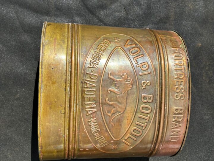 Antique Brass Fertilizer / Poison Container – “Fortless” Brand, Made in Italy