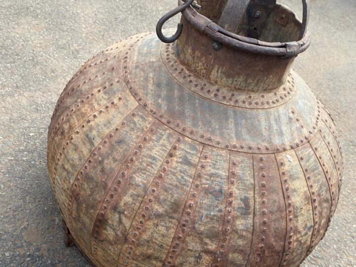 Industrial Antique Lamp Shade – 1800s Wrought Iron Hanging Chandelier