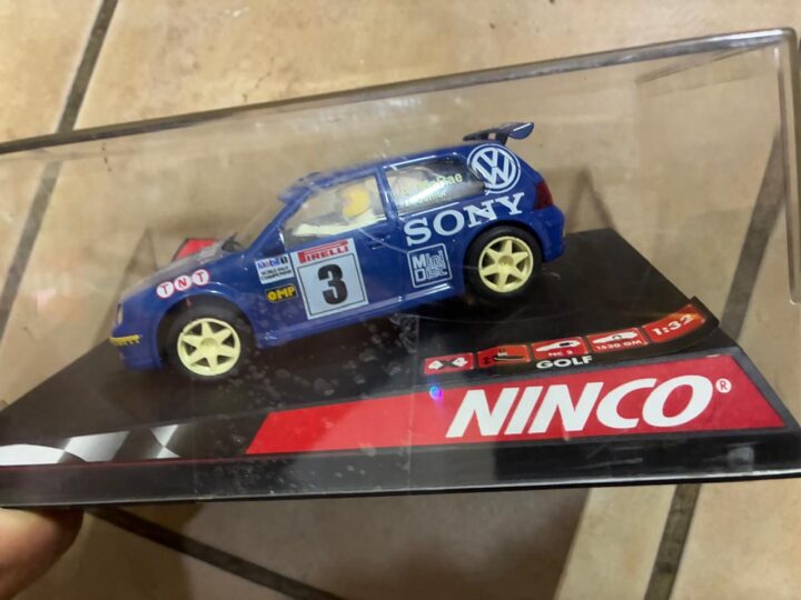 VW Golf Sony No.3 (Blue) – Ninco Slot Car, Ref 50228 – $100